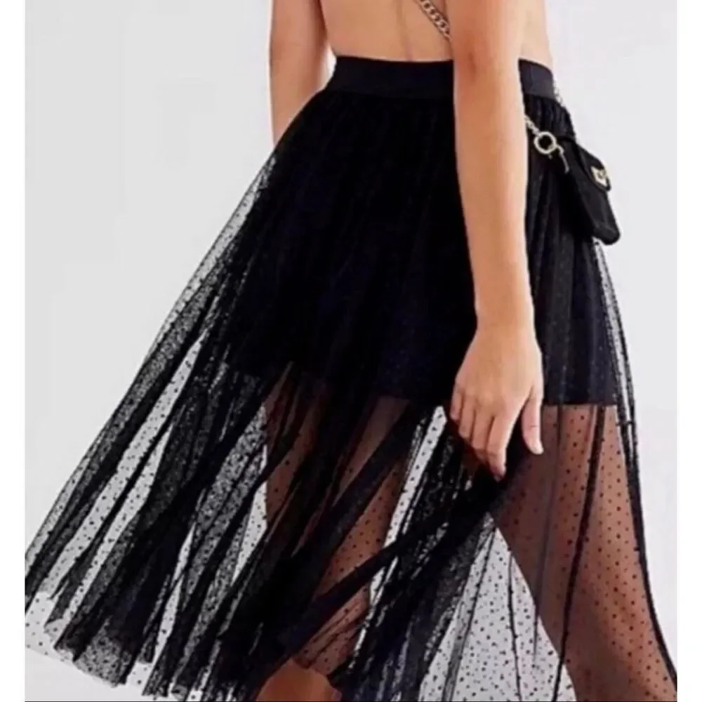 NWT Free people tulle polka dot pleated skirt, XS $128 F15
